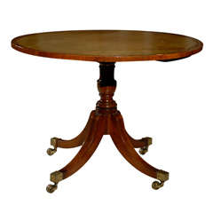 Regency Style Round Leather Top Game Table
