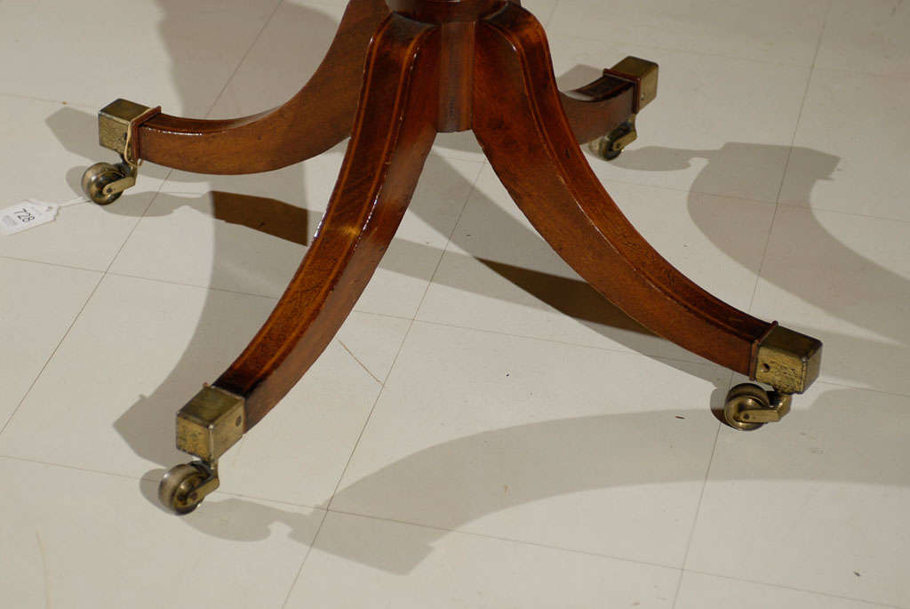 English Regency Style Round Leather Top Game Table