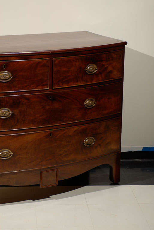 19th Century Regency Bow Front Chest of Mahogany