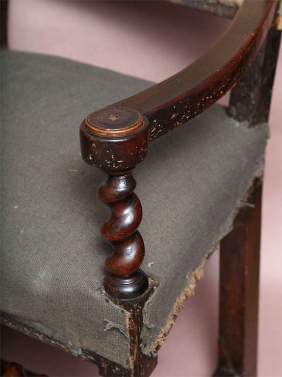 17th C Flemish Walnut Armchair 1