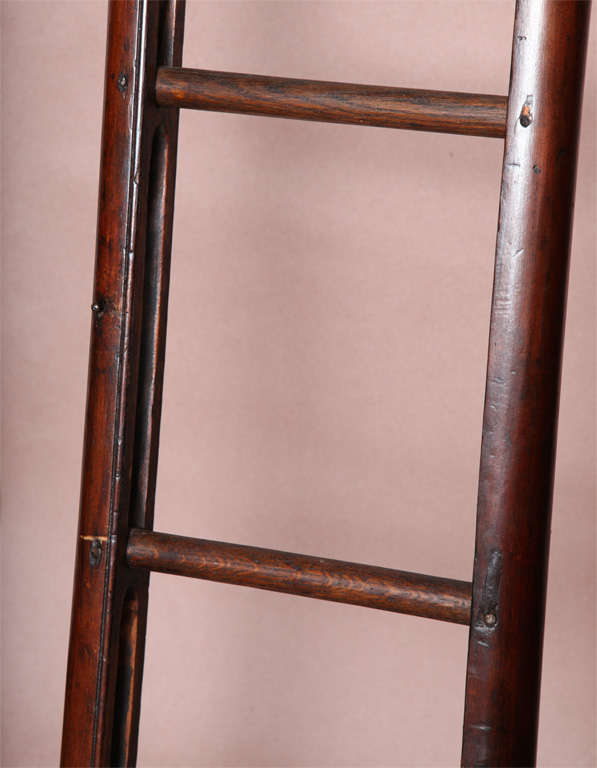 18th Century and Earlier Rare Georgian Pole Library Ladder