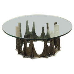 Paul Evans  Bronze and Glass "Stalagmite" Coffee Table