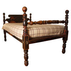 Antique Grain Painted Cannonball Bed