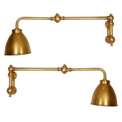Vintage Pair Brass "Map" Lamps
