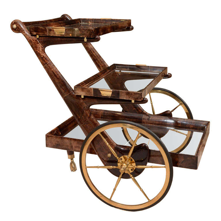 Three-Tier Italian Bar Cart by Aldo Tura