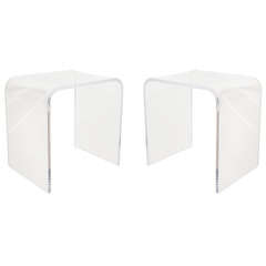 Mid Century Modern Style Waterfall Lucite Side Tables