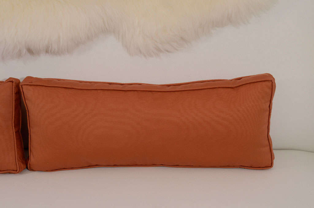Pair of Extra Long Italian Silk Burnt Orange Lumbar Pillows For ... - Pair of Extra Long Italian Silk Burnt Orange Lumbar Pillows 3