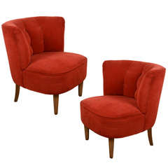 Pair of Red Slipper Chairs