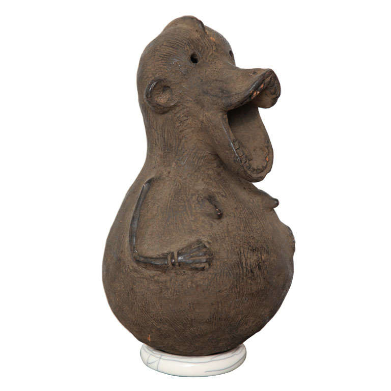 Antique Ceramic African Monkey Jar from Cameroon For Sale