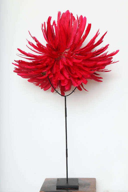 Cameroon Head Dress in Fire Red Color