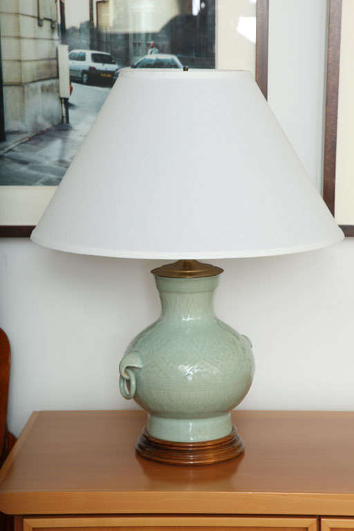 Pair of Chinese Celadon Table Lamps