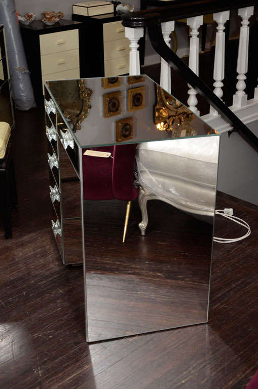 Custom Mirrored Vanity with Glass Baguette Hardware 1