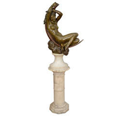 By Seraphin Denecheau Exceptional Bronze With Marble Column