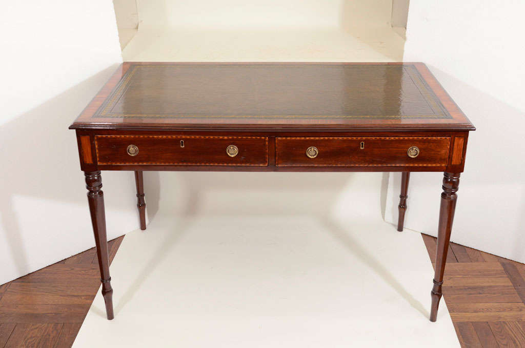Mahogany Writing Table with Leather Top, England, 19th Century