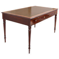 Mahogany Writing Table with Leather Top, England, 19th Century