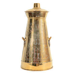 Antique Brass Lidded Dairy Churn, England, Early 20th Century