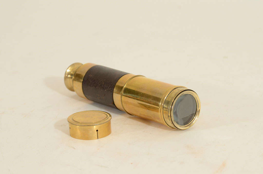 Brass and Leather Folding Telescope, England, Late 19th Century 1