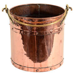 Antique Brass Mounted Copper Log Bin, England, Late 19th Century