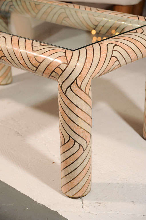 Fossil Stone Inlay "Op Art" Coffee Table