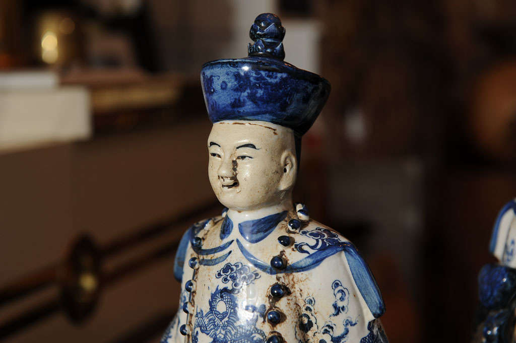 Porcelain Set of Blue & White Chinese Figures