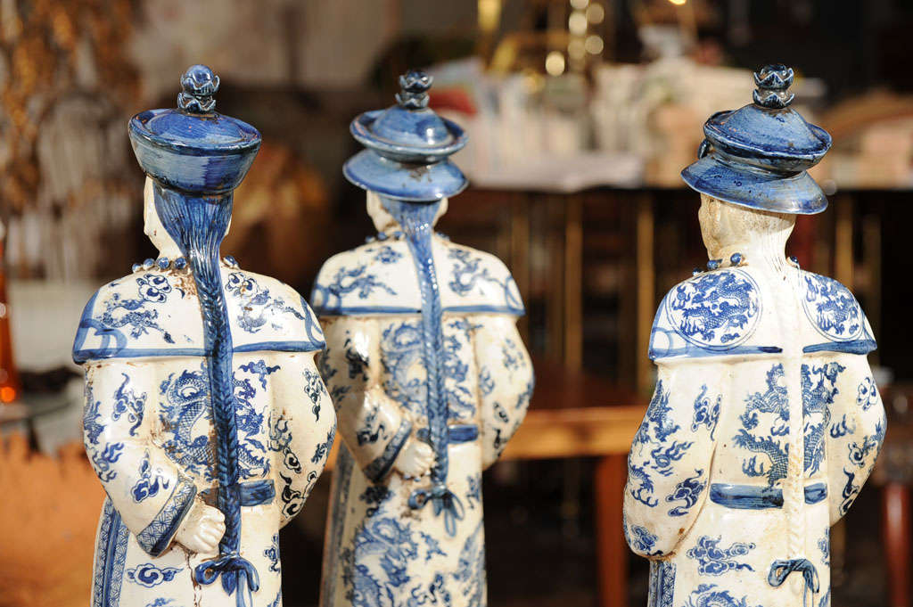 Set of Blue & White Chinese Figures 3