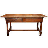 Late 18th Century French Oak Table with Marble Top