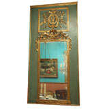 Very Grand Louis XVI Painted and Gilded Mirror
