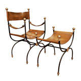 Adnet chair and stool