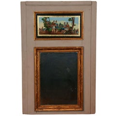 French Trumeau Mirror with Eglomise Panel Circa 1845