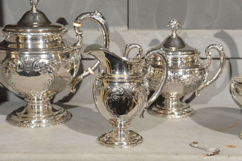 American Sterling Silver 'Old Master' Five Piece Tea And Coffee 1