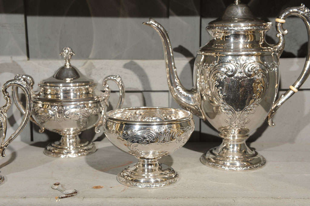 American Sterling Silver 'Old Master' Five Piece Tea And Coffee 2