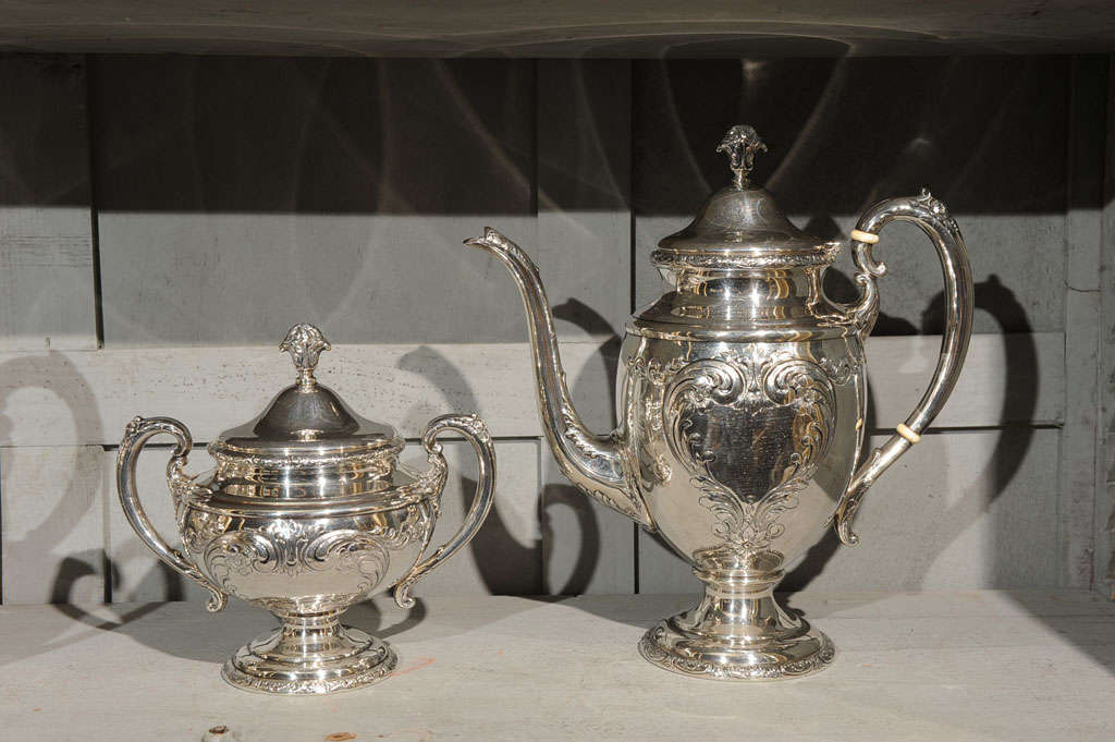 American Sterling Silver 'Old Master' Five Piece Tea And Coffee 3