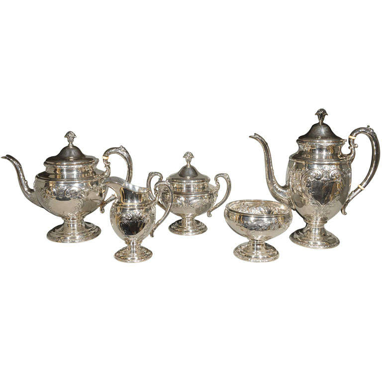 American Sterling Silver 'Old Master' Five Piece Tea And Coffee
