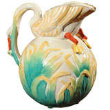 Fanciful English Majolica Style Swan-Motif Pitcher