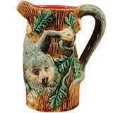 English Majolica Monkey-Motif Pitcher