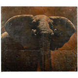 Elephant Oil Painting on Reclaimed Metal
