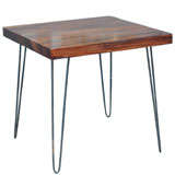 Solid wood side table with vintage hair pin legs