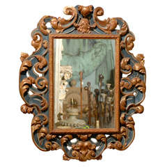 19th Century Italian Wooden Rococo Style Mirror