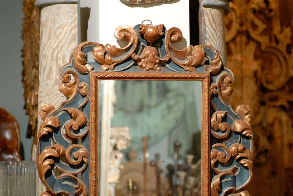 Carved 19th Century Italian Wooden Rococo Style Mirror