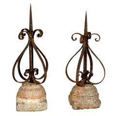 Pair of 19th Century French Finials Mounted on Granite Bases 1