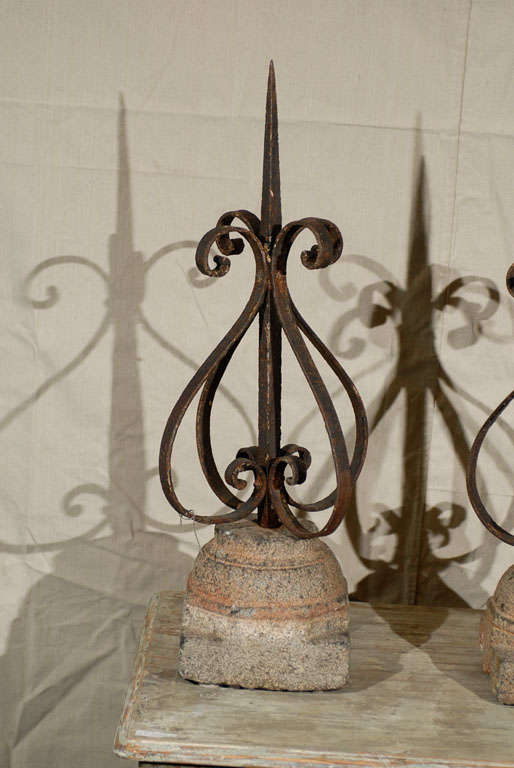Pair of 19th Century French Finials Mounted on Granite Bases For Sale 7