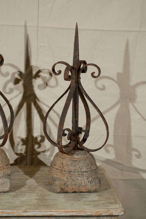 Pair of 19th Century French Finials Mounted on Granite Bases In Good Condition For Sale In Atlanta, GA