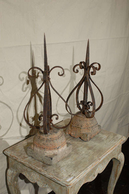 Pair of 19th Century French Finials Mounted on Granite Bases For Sale 2