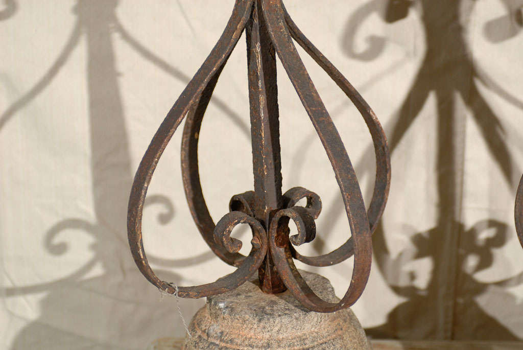 Pair of 19th Century French Finials Mounted on Granite Bases For Sale 4