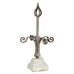French 19th Century Large Size Forged Iron Finial in Granite Base 3