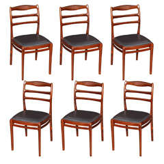 Set of 6 Rosewood and Leather Dining Chairs by Torbjorn Afdal