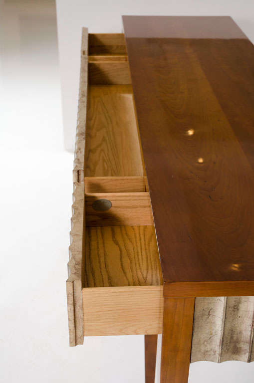 Silver Leaf Fluted Long Console by John Black for Baker 2