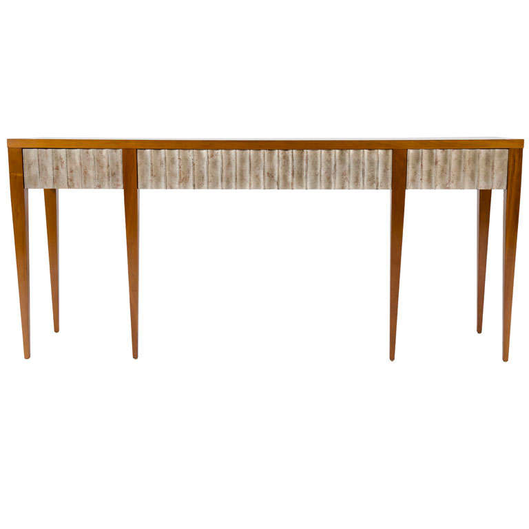 Silver Leaf Fluted Long Console by John Black for Baker