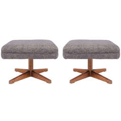 Pair of Four Star Base Upholstered Benches after Jens Risom