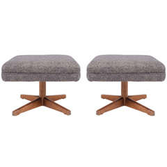 Pair of Four Star Base Upholstered Benches after Jens Risom